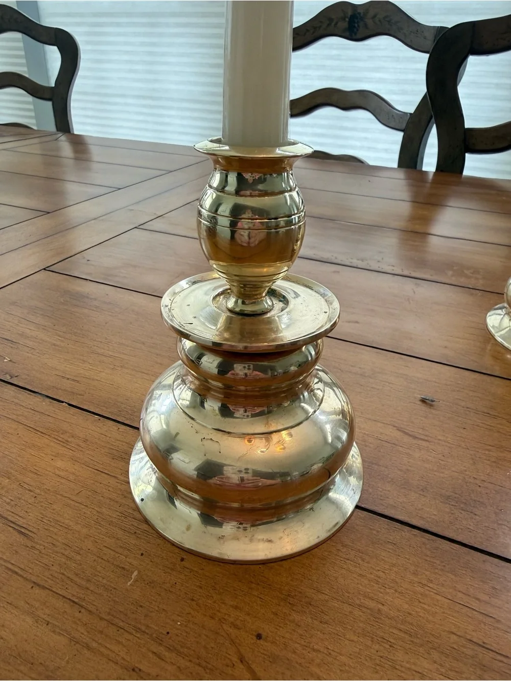 Vintage Heavy Brass Taper Candle Holders with Hollywood Regency Style - Set of 2